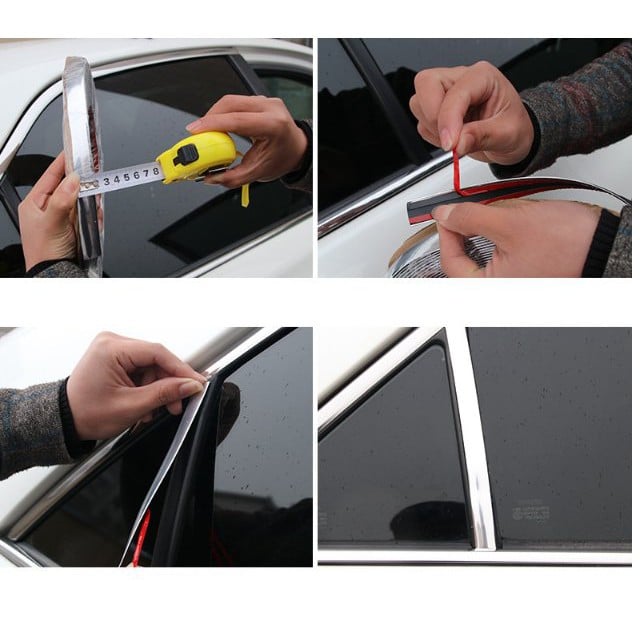 Gioăng ô tô Dải Viền Cửa Xe Hơi Mạ Chrome sáng bóng Chống Va Chạm Tiện Dụng