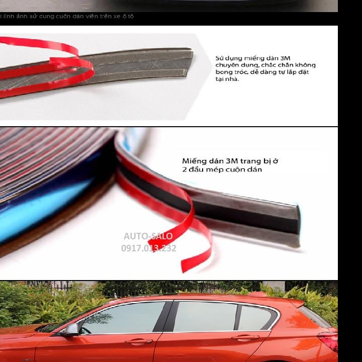 Gioăng ô tô Dải Viền Cửa Xe Hơi Mạ Chrome sáng bóng Chống Va Chạm Tiện Dụng