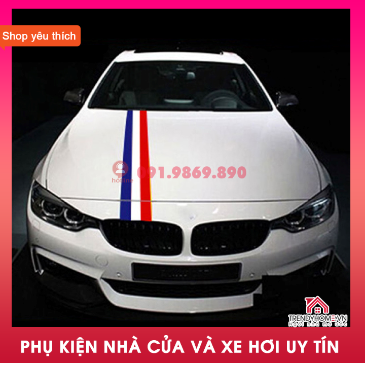 Decal dán xe thể thao phong cách BMW M sport, cờ ý, đức, pháp, loại cao cấp độ bền cao