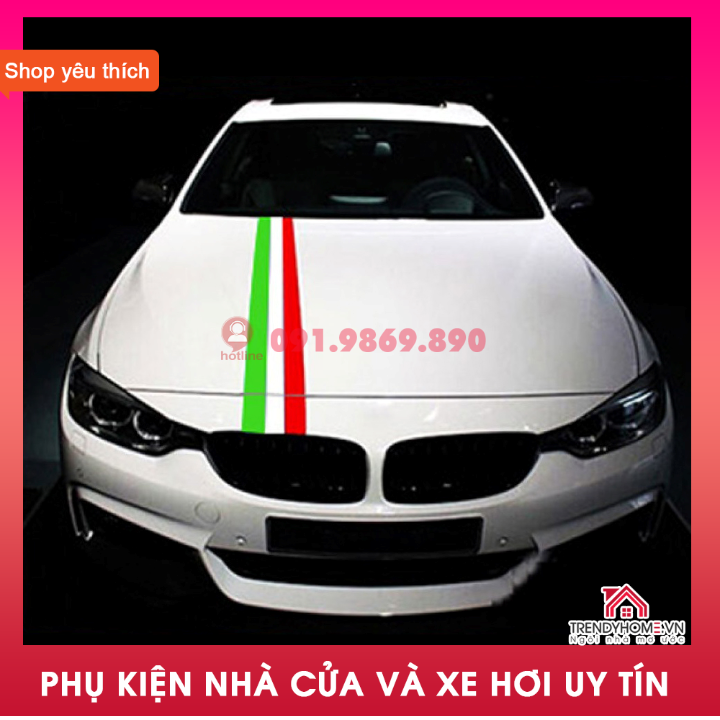 Decal dán xe thể thao phong cách BMW M sport, cờ ý, đức, pháp, loại cao cấp độ bền cao