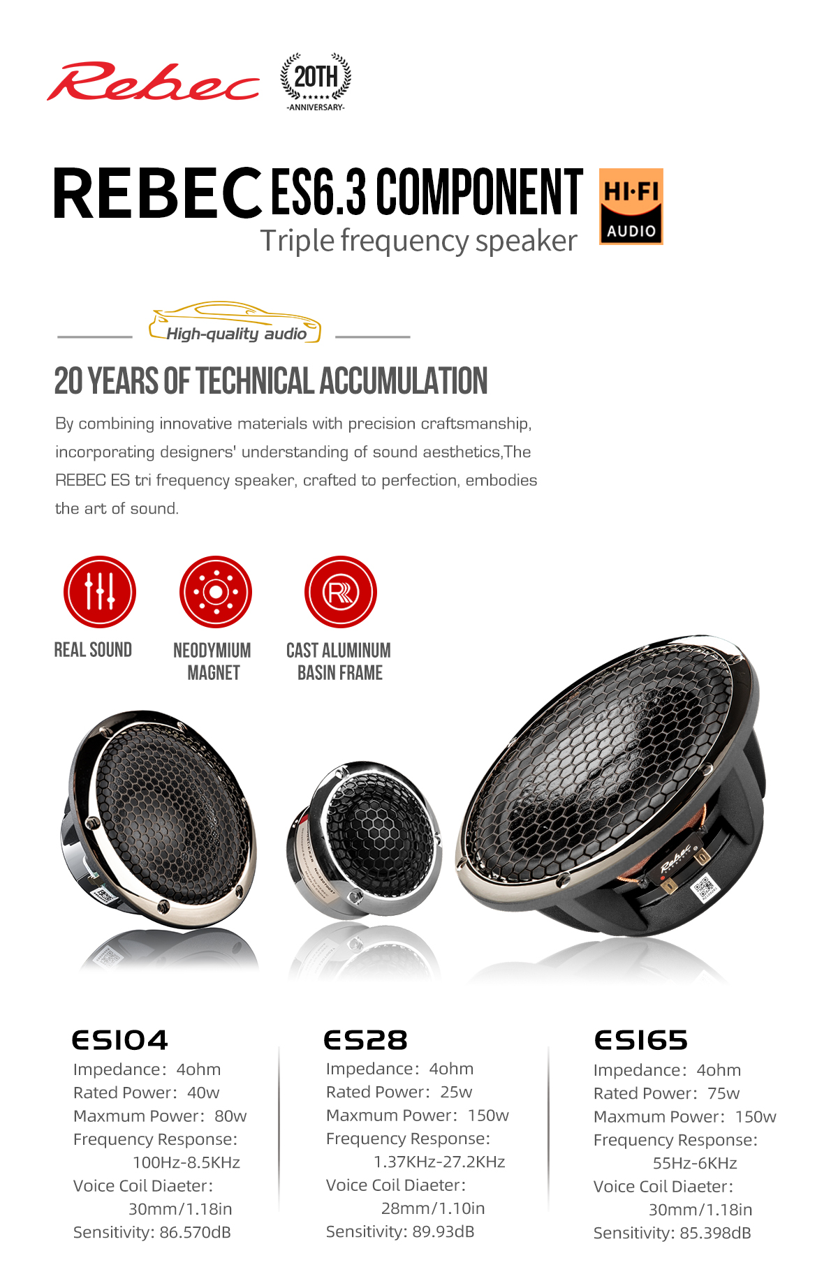 Loa Component Rebec ES 6-3 - Legend Series 3-Way 6.5 inch