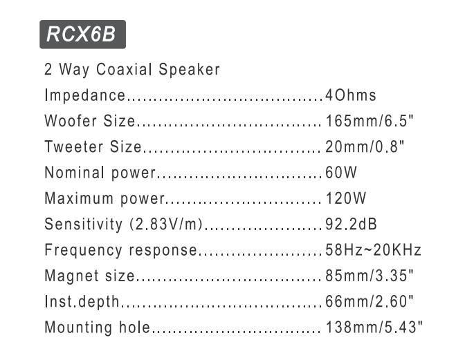 Loa Dong Truc Rebec RCX6B - Coaxial 6.5 inch