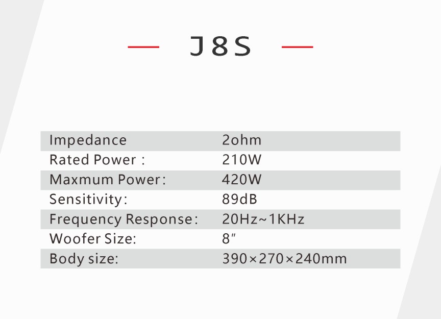 Subwoofer Rebec J8S - Classic Series 8 inch