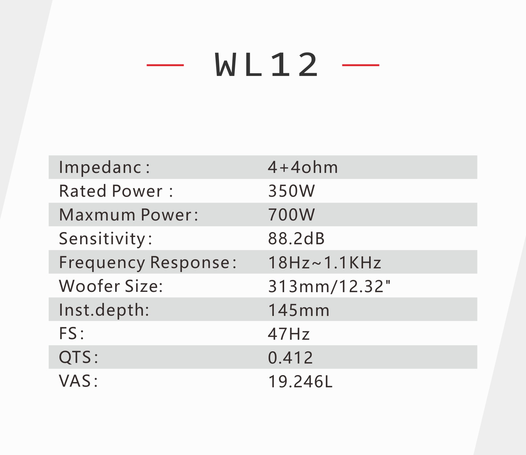 Subwoofer Rebec WL 12 - Legend Series 12 inch SQL