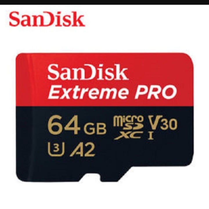 Thẻ nhớ 64G Extreme Pro MicroSD Sandisk tốc độ cao 4K cho camera, flycam tặng kèm adapter áo thẻ nhớ tiện dụng