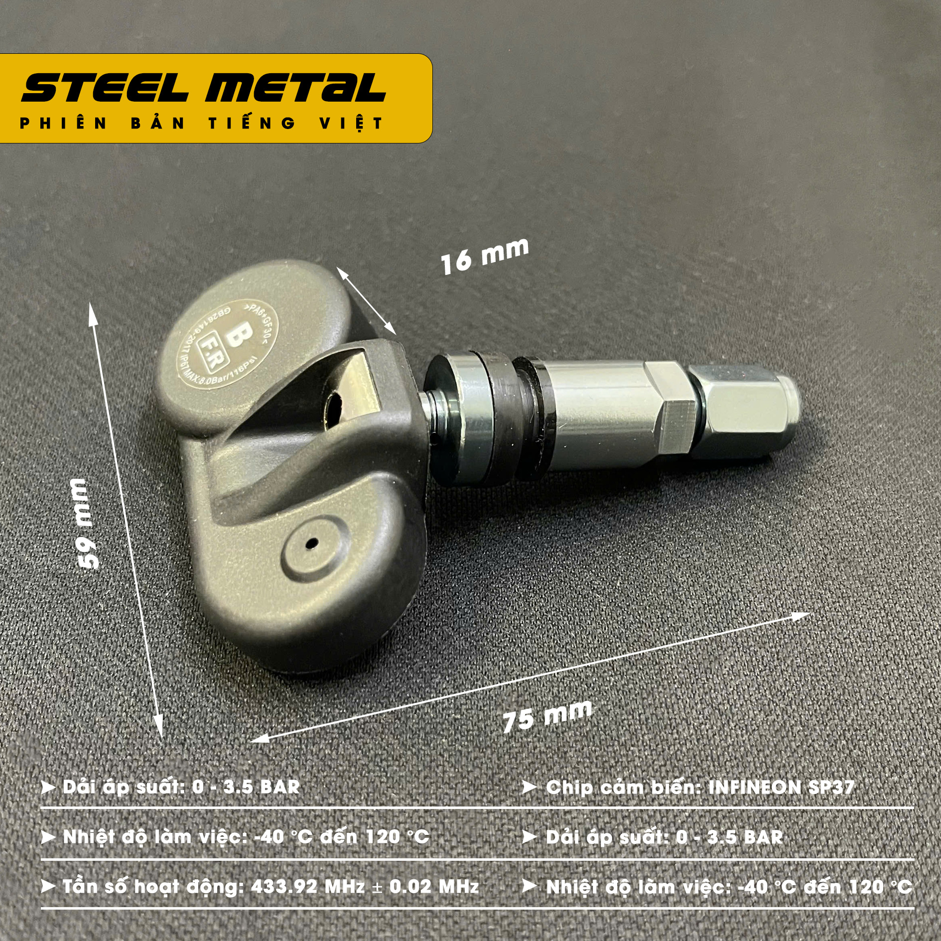 Cảm biến Áp suất Lốp TPMS Ô Tô Phiên Bản TIẾNG VIỆT Màn Hình LCD Màu dùng Năng Lượng Mặt Trời (Loại gắn van ngoài )