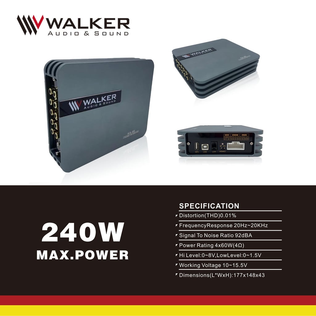 DSP ô tô WALKER KA-48 kết nối Bluetooth công suất max 240W Amply xe hơi hàng cao cấp của Germany