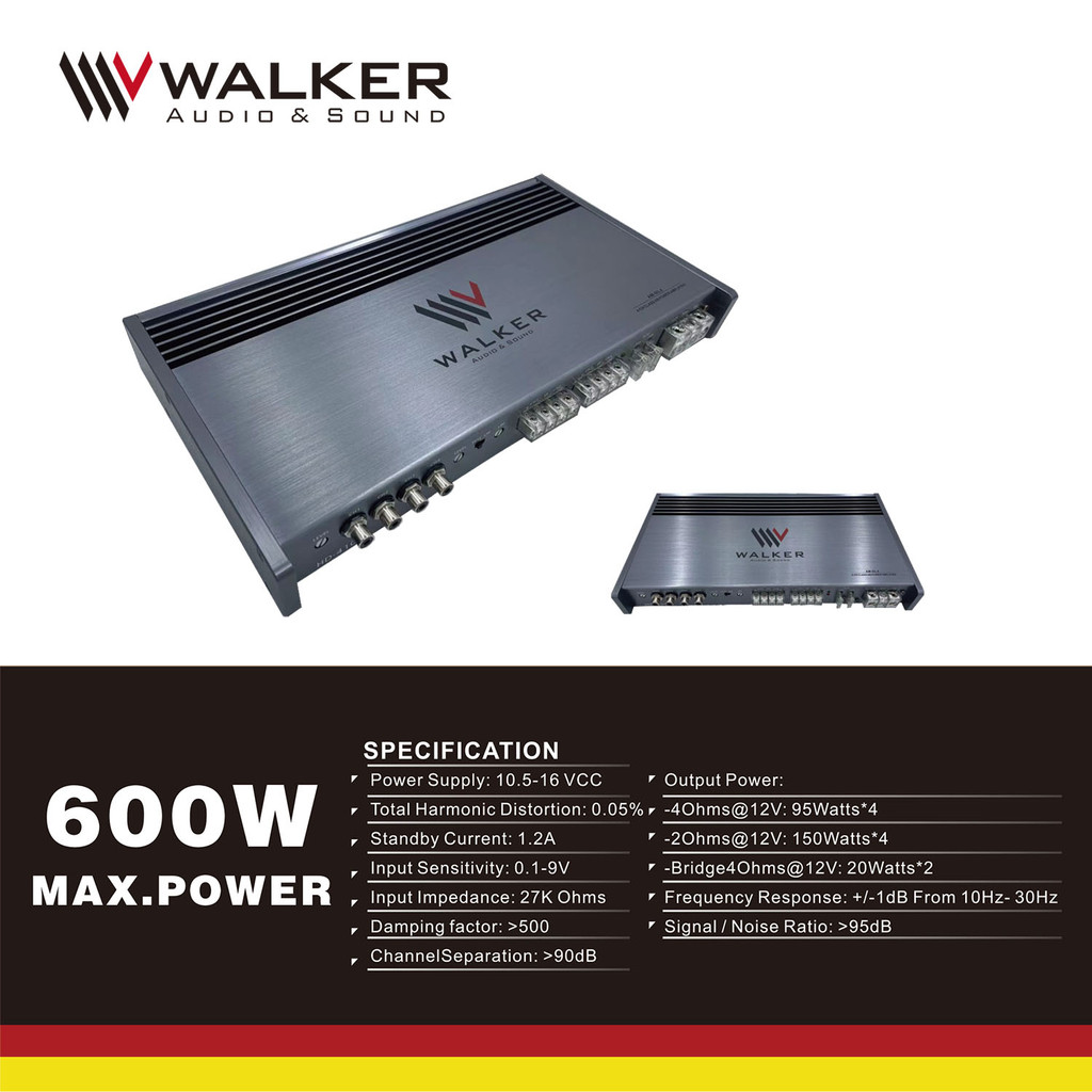 DSP V-WALKER AM-95.4, Amply xe hơi 4 kênh của Đức dành cho combo âm thanh cao cấp cho 4 Loa cánh