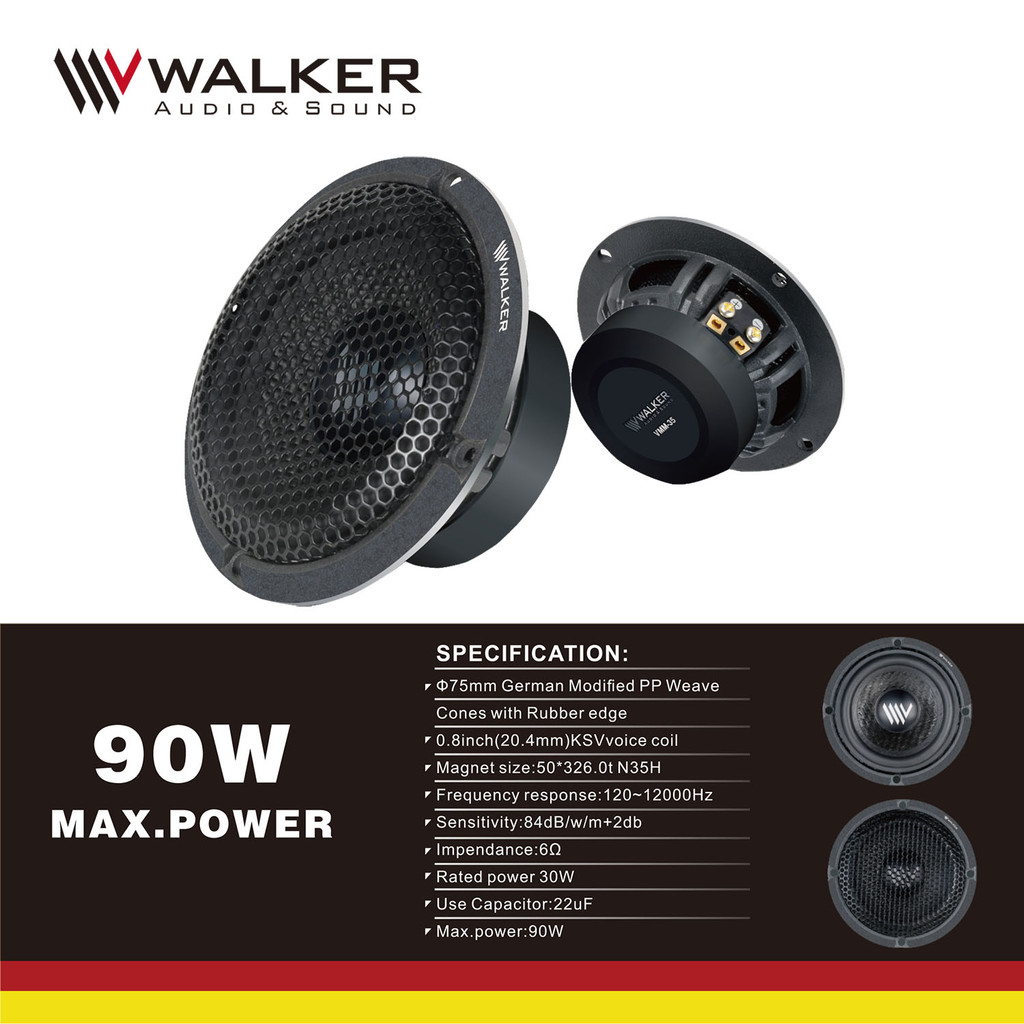 Loa Midrange loa trung tâm cho ô tô Walker VMM-35 thương hiệu âm thanh của Đức, Chính hãng