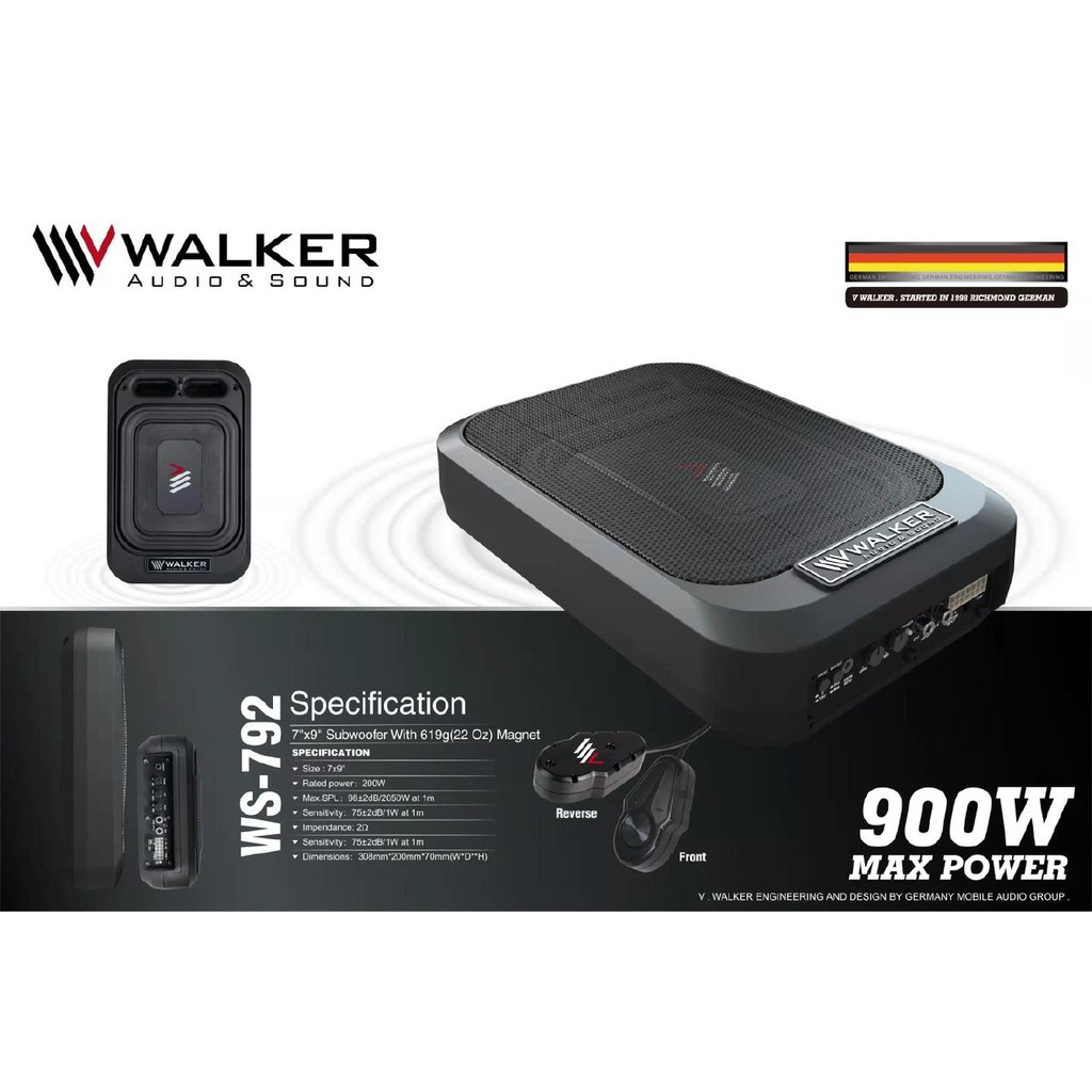 Loa Subwoofer Walker WS-792 - Công Suất 900W, Bass 9 inch Mạnh Mẽ Hàng Đức - Âm Bass Uy Lực Nhỏ gọn Đặt Gầm Ghế Ô Tô