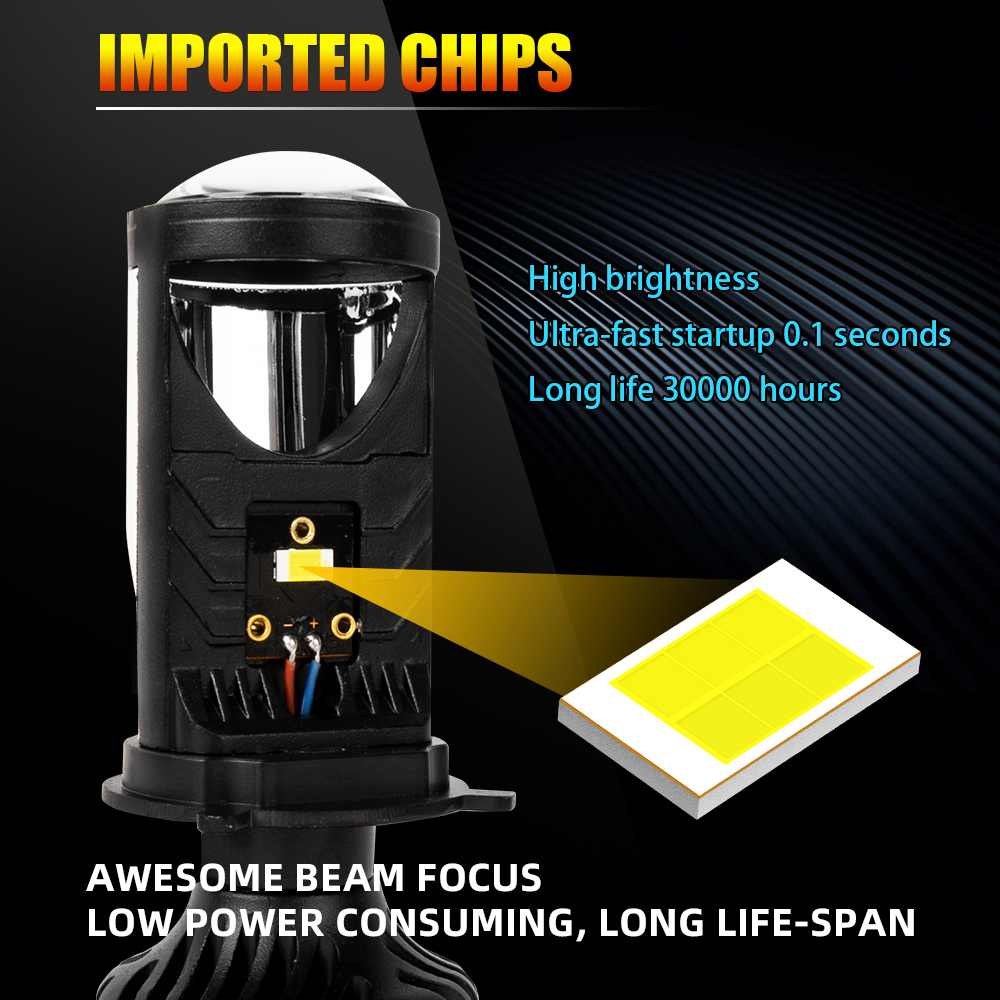 Đèn Pha Led Bi Cầu Mini H4 Y10 Bản Nâng Cấp Hiệu Suát Cắt Sáng Chống Chói H4 Cos Trắng Pha Trắng