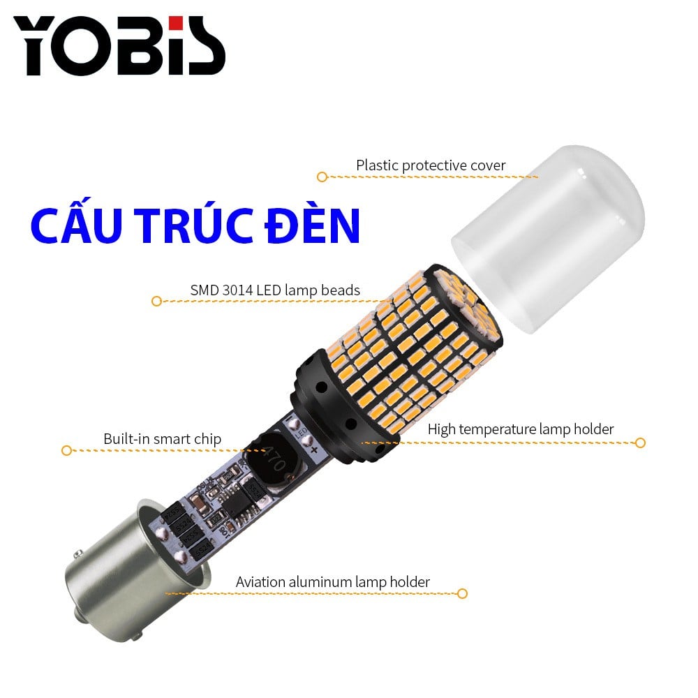 Đèn LED Phanh, Hậu, Stop, Lùi Siêu Sáng YOBIS chân cắm T20 7440 7443 1156 1157 cho Ô Tô Xe Hơi Xe Máy